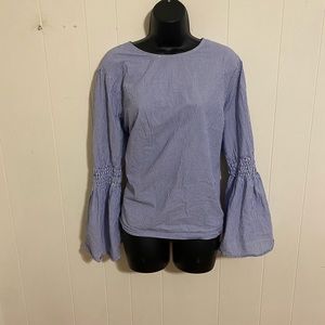 Beach Lunch Lounge Bell-Sleeve Striped Blouse